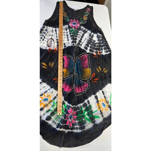 Phases Womens One Size S M L Pullover Butterfly Tie Dye Tunic Dress Boho Hippie - Picture 4 of 6